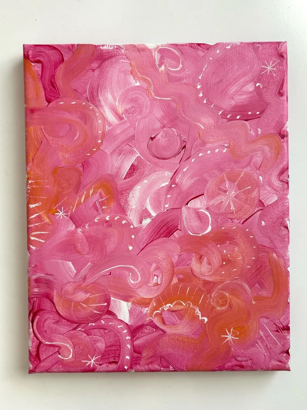Pink Abstract Swirl Canvas Painting - Contemporary Home Art